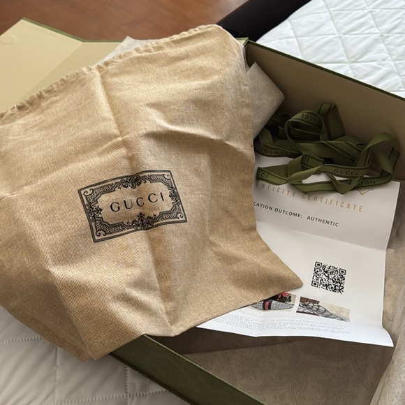 AUTHENTIC GUCCI💓GG OPHIDIA SHERRY LINE GREY NAVY SHOULDER BAG💓SERIAL NUMBERS - Picture 14 of 15